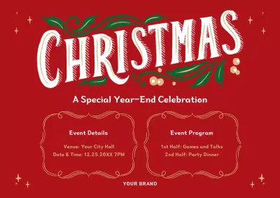 Red Vintage Christmas Invitation Poster