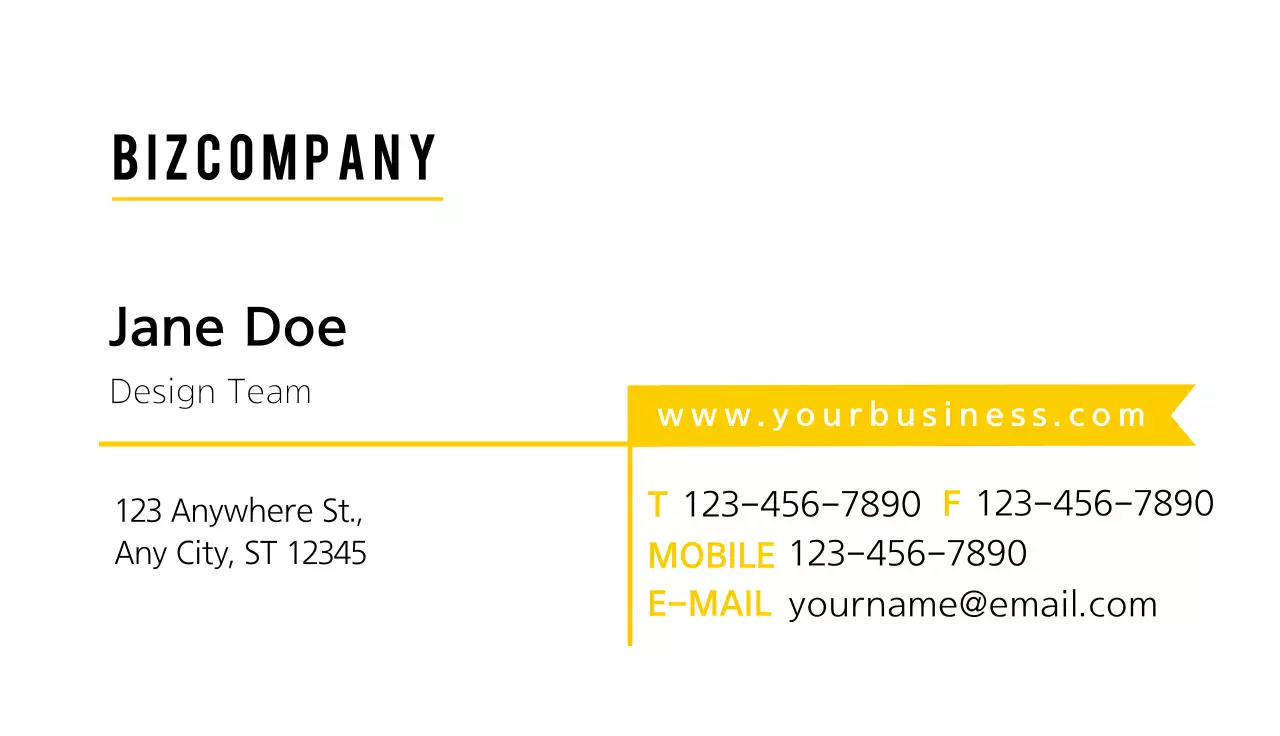 Corporate business card in yellow