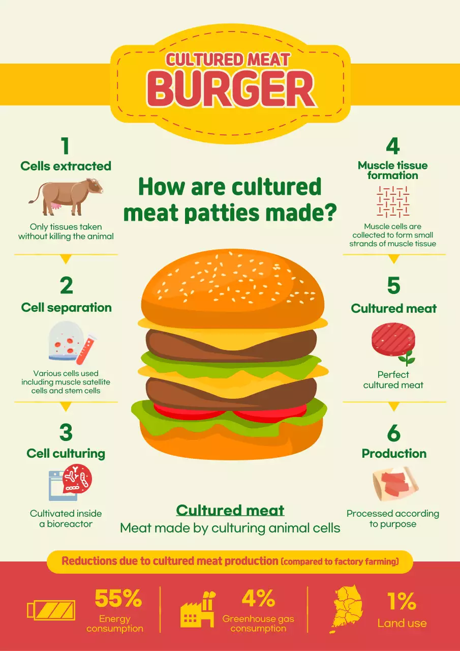 Red and Yellow Minimalist Cured Meat Patty Production Post