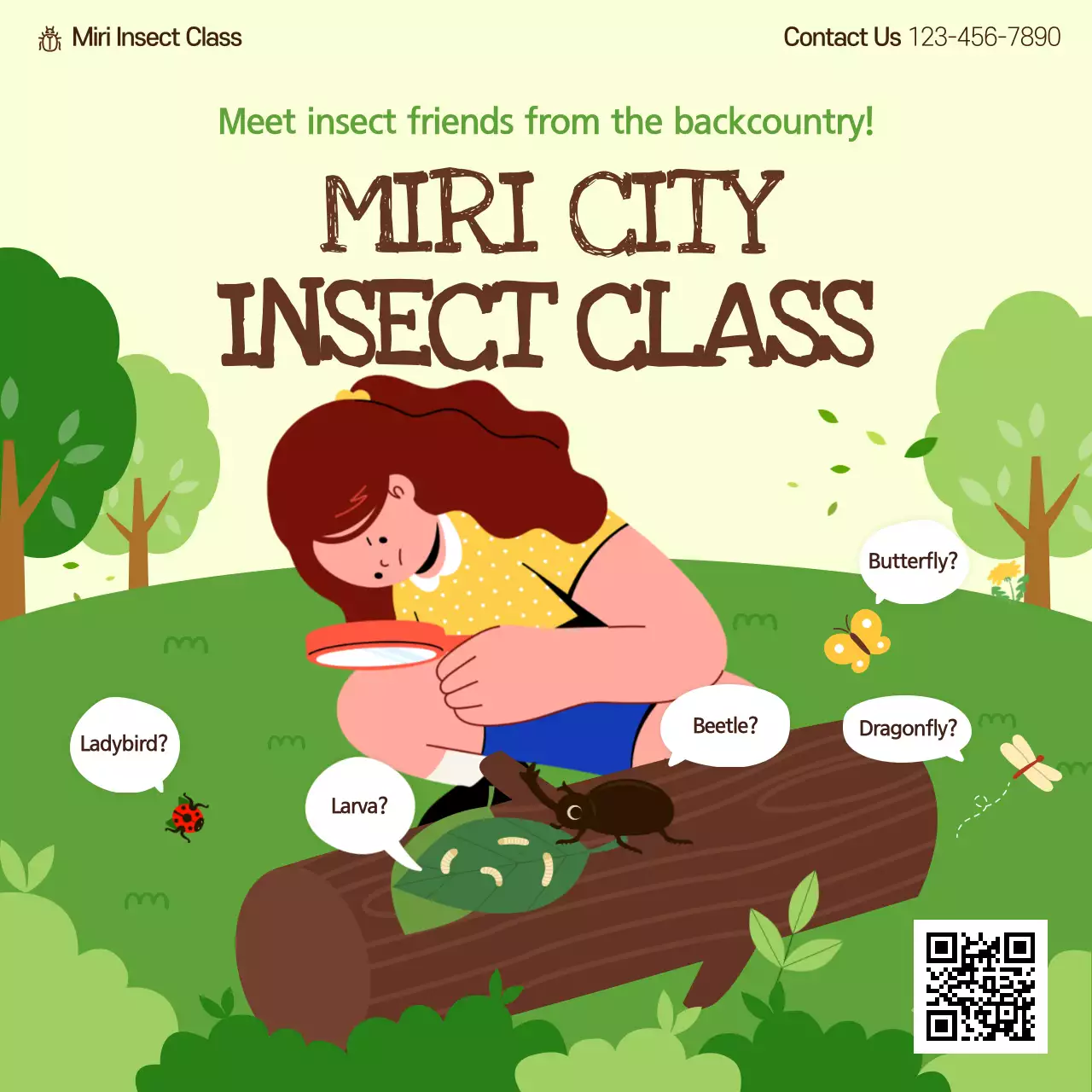 Green Rustic Insect Class Invitation Social Media Post