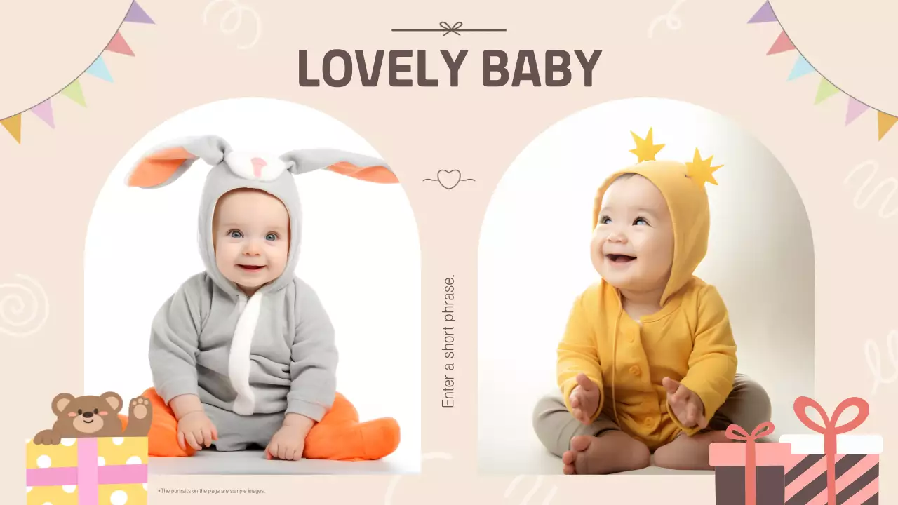 베이지색의 프레임 형식의 러블리한 돌잔치 오프닝 영상