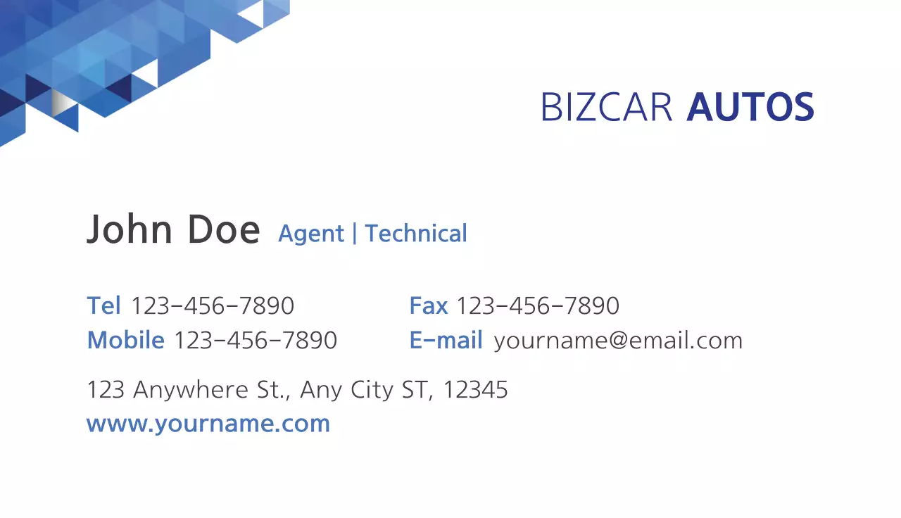 Blue Modern Auto Business Card