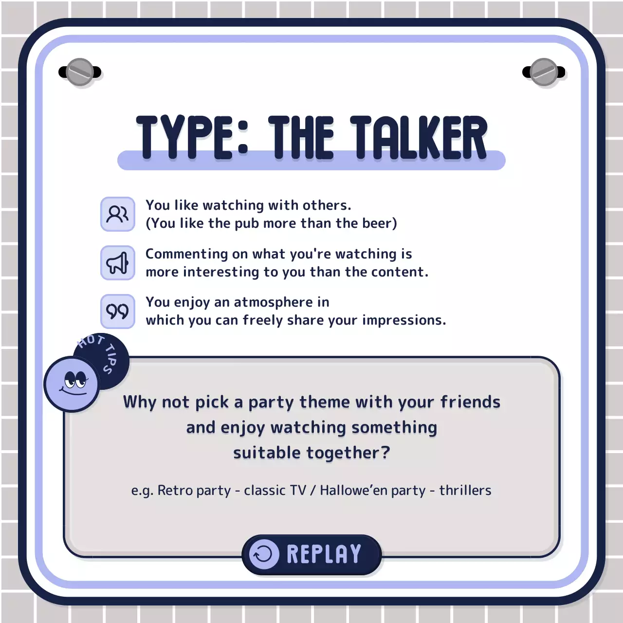 Simple, text-heavy quiz test in pink mauve navy