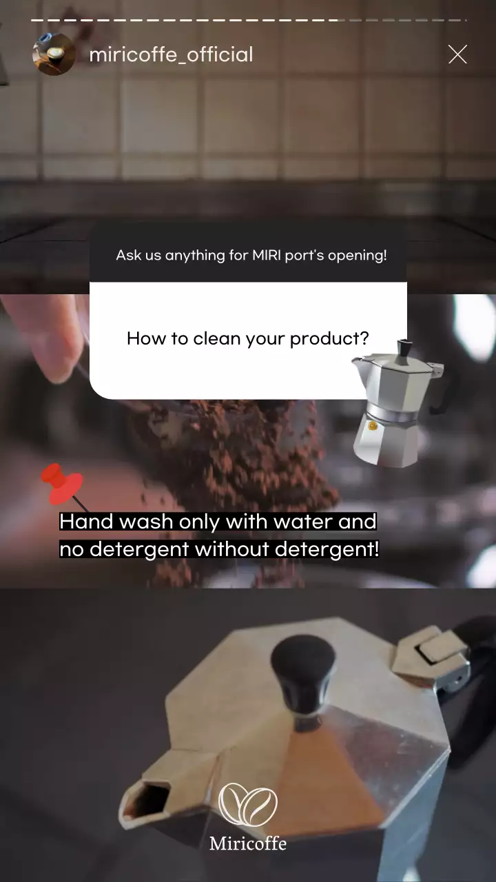 브라운 톤의 3분할 모카포트 사용법 안내 댓글