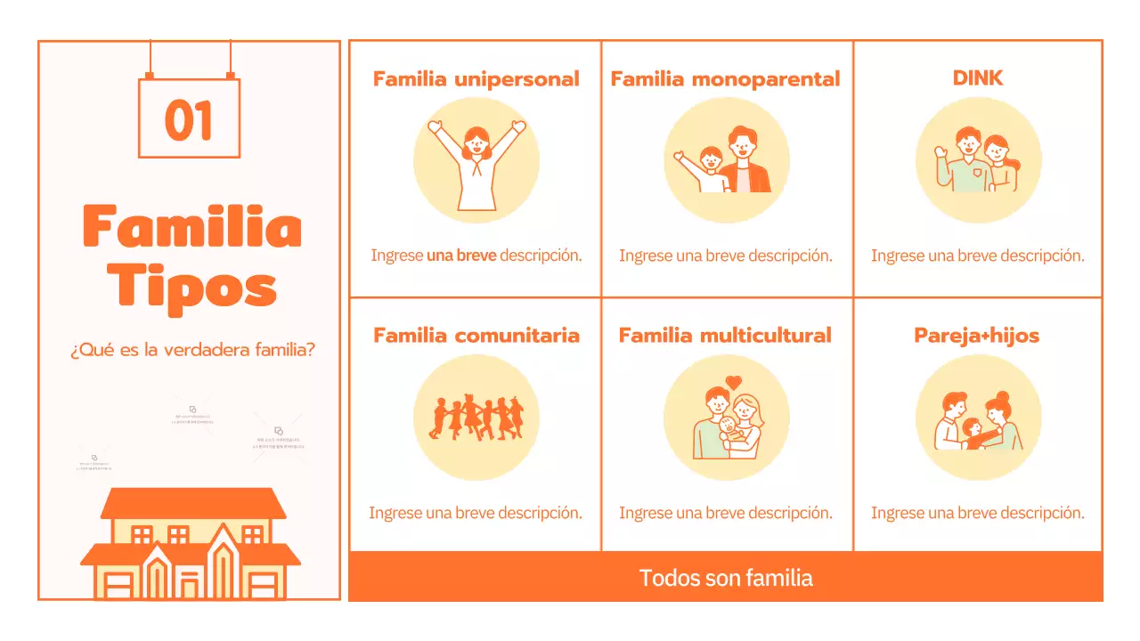 Programa de cultura familiar con simpáticas ilustraciones en naranja