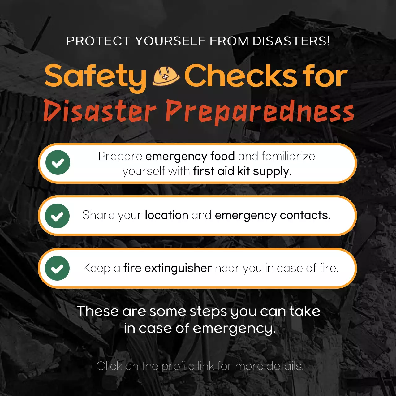 Red and Yellow Disaster Preparedness Safety Check Method