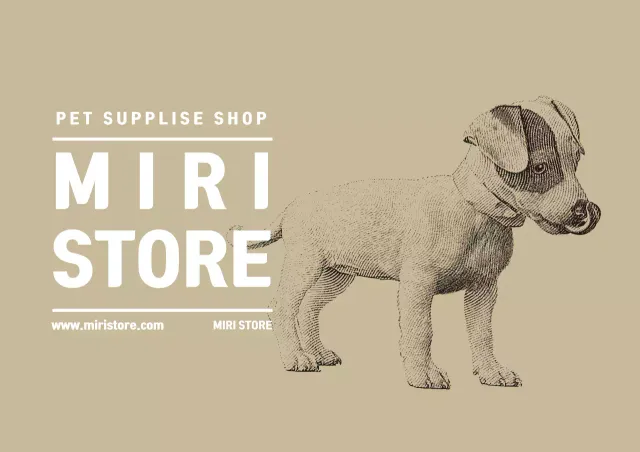 Label toko hewan peliharaan bergambar krem