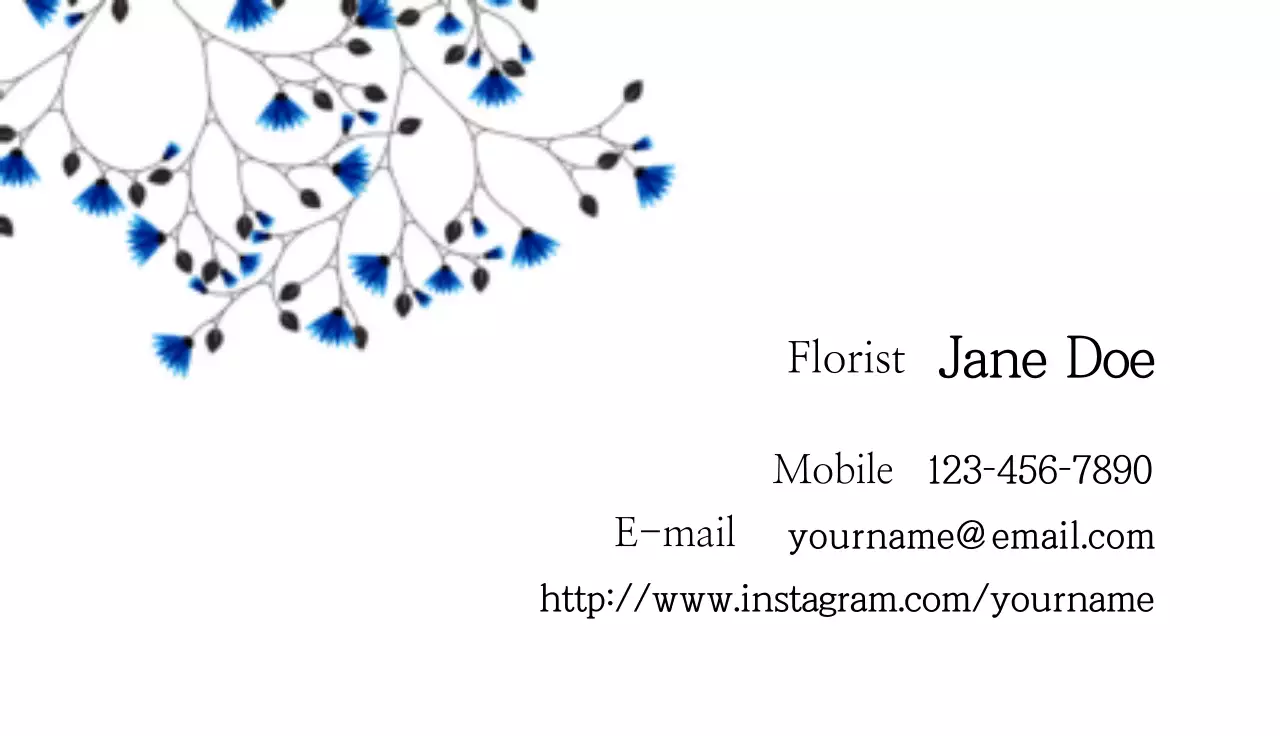 Blue Elegant Floral Business Card