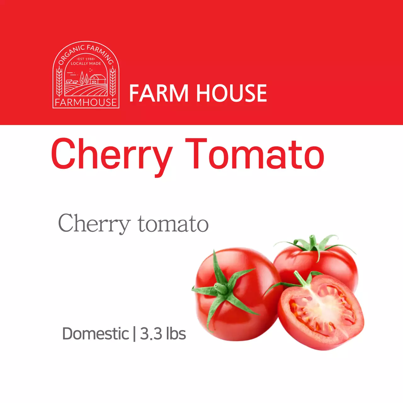 Label produk tomat ceri merah sederhana