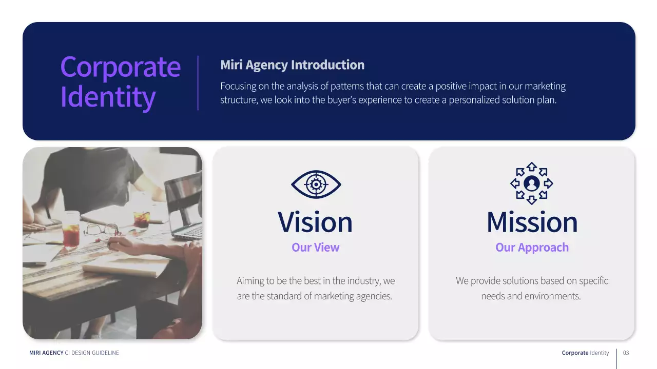 Corporate brand guidelines in purple