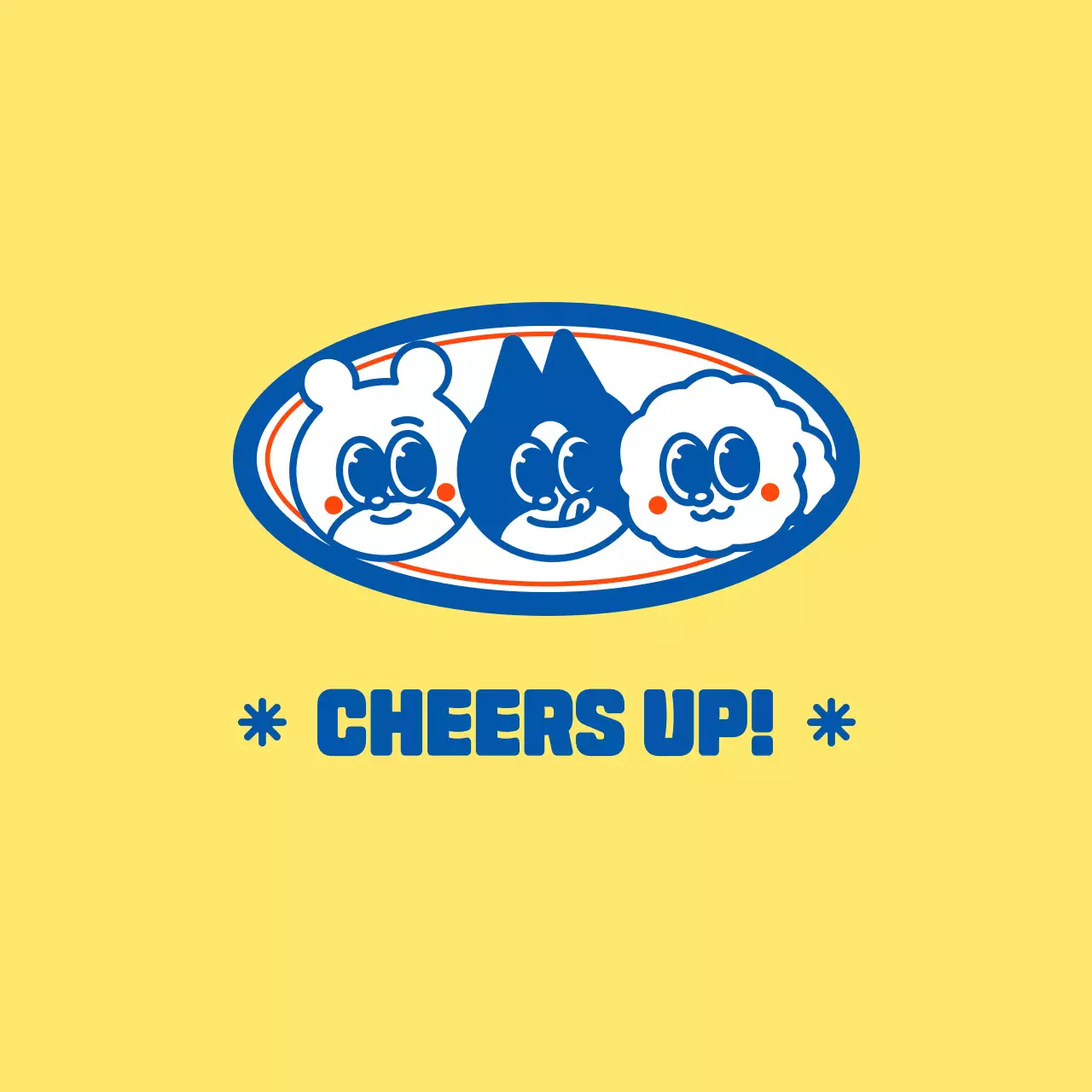 Personalized merchandise with a simple design featuring cute animal characters in yellow and blue.