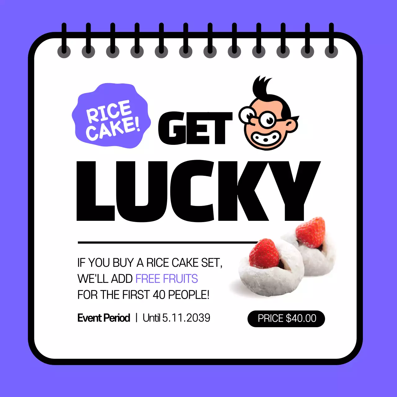 Purple Trendy Rice Cake Promotion Instagram Post