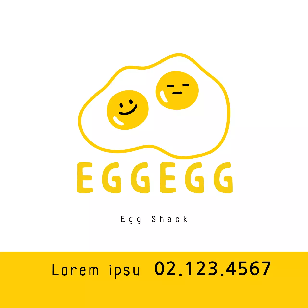 Ilustração amarela de um ovo giro numa embalagem de restaurante para uma promoção de entrega