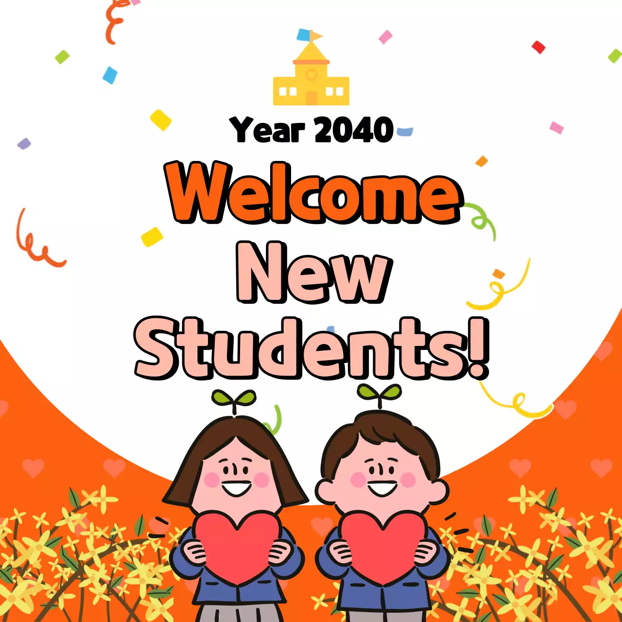 Orange Simple Welcome Announcement Social Media Post