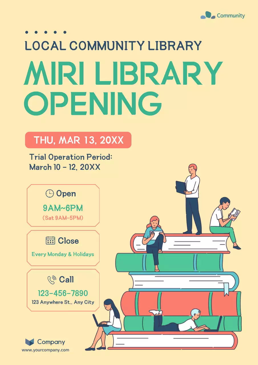 Beige Modern Library Announcement Poster