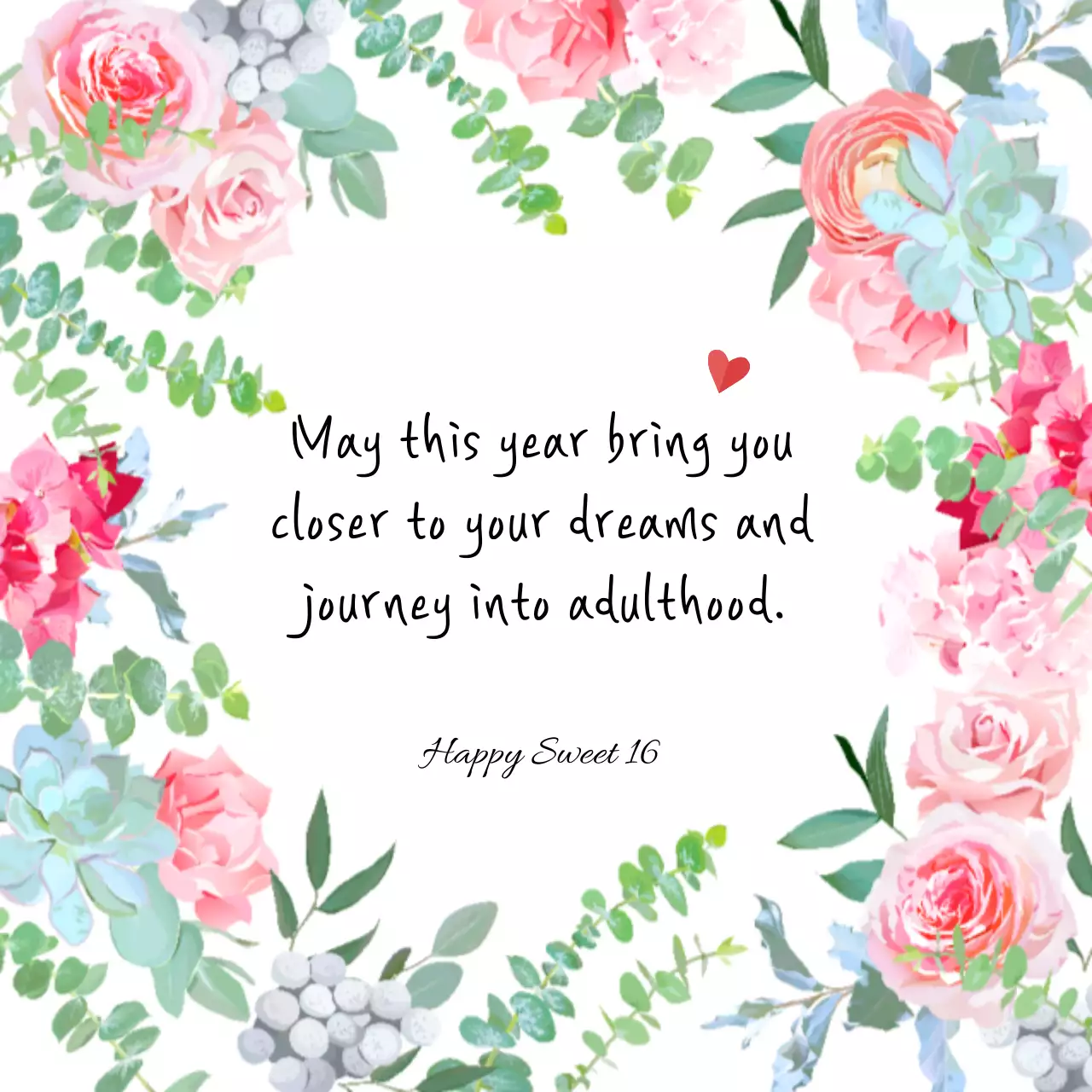 Pink Floral Birthday Card Instagram Post