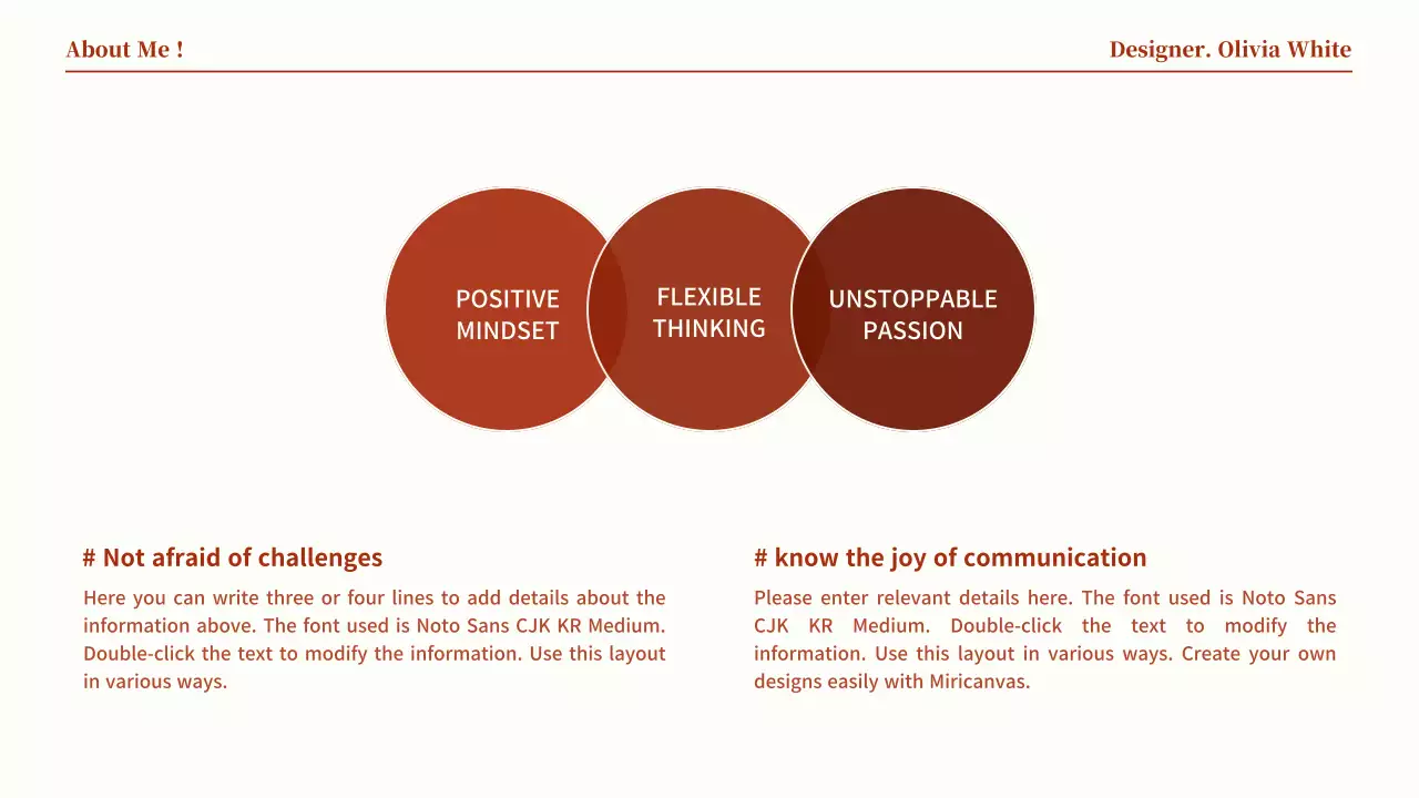 Red-toned circular point design portfolio