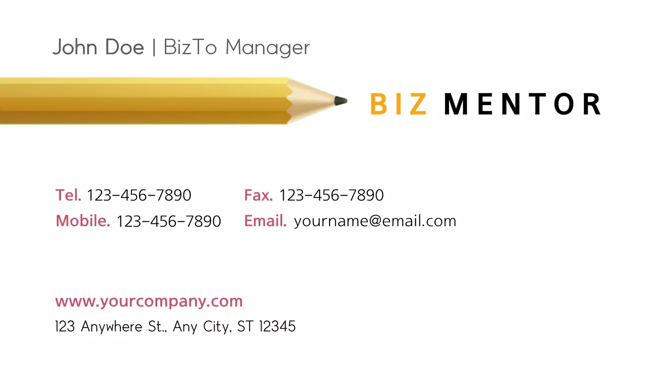 Yellow Minimal Business Card