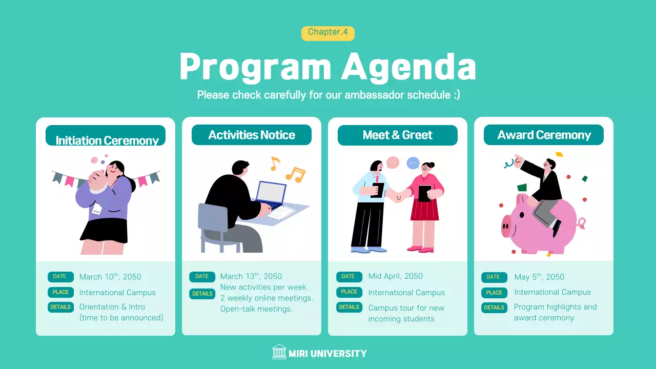 민트색의 유학생 프레테이션