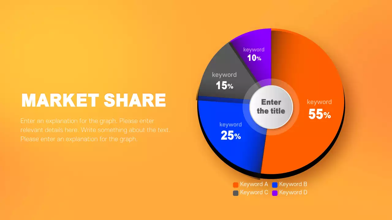 Three-dimensional pie chart of Orange's business concept