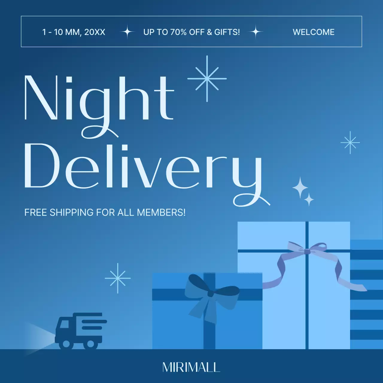 Blue Modern Delivery Promotion Social Media Post