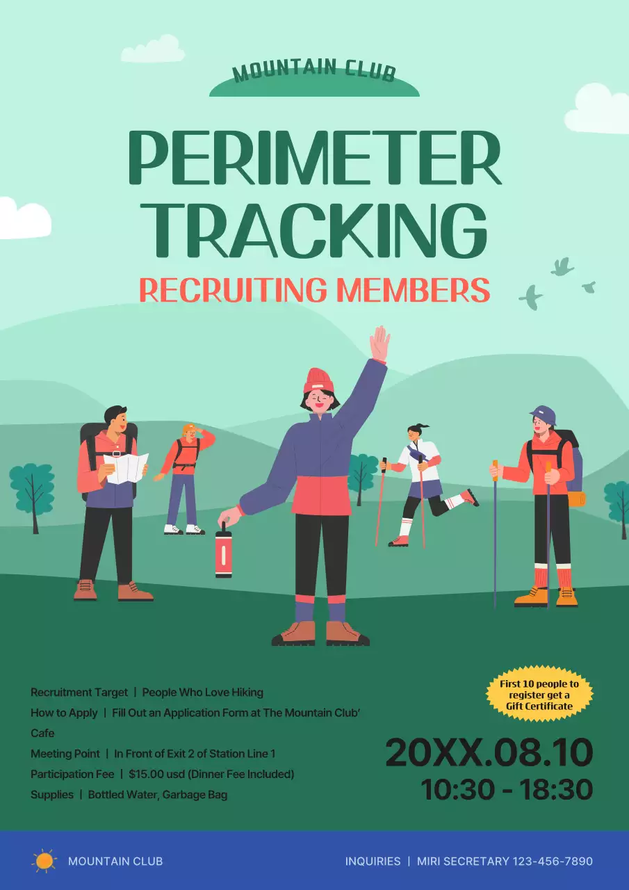 Green Modern Hiking Recruitment Poster