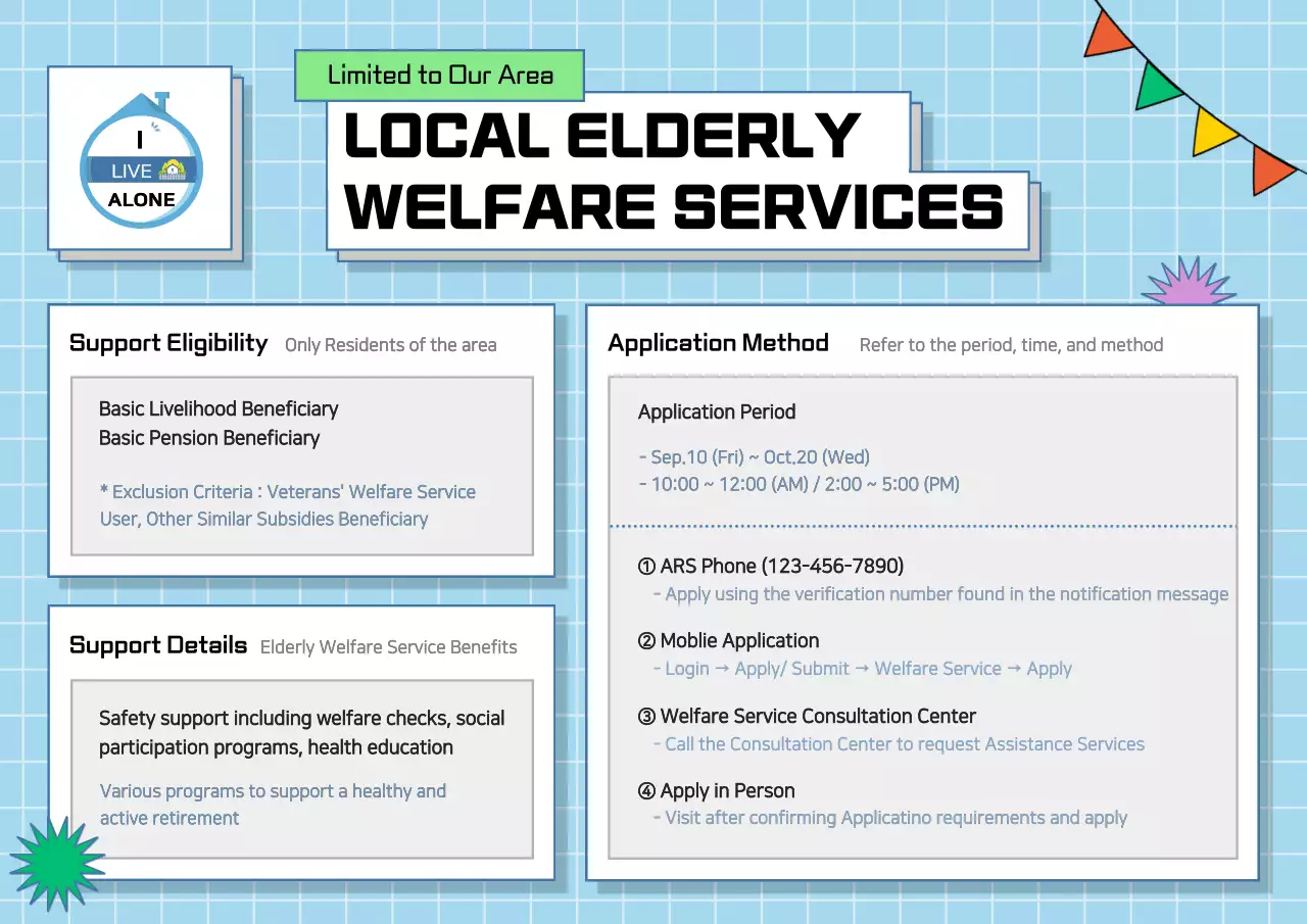 Blue Simple Welfare Information Poster