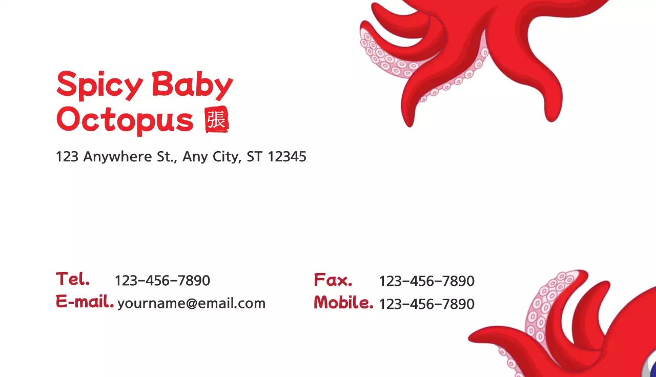 Red Playful Seafood Business Card