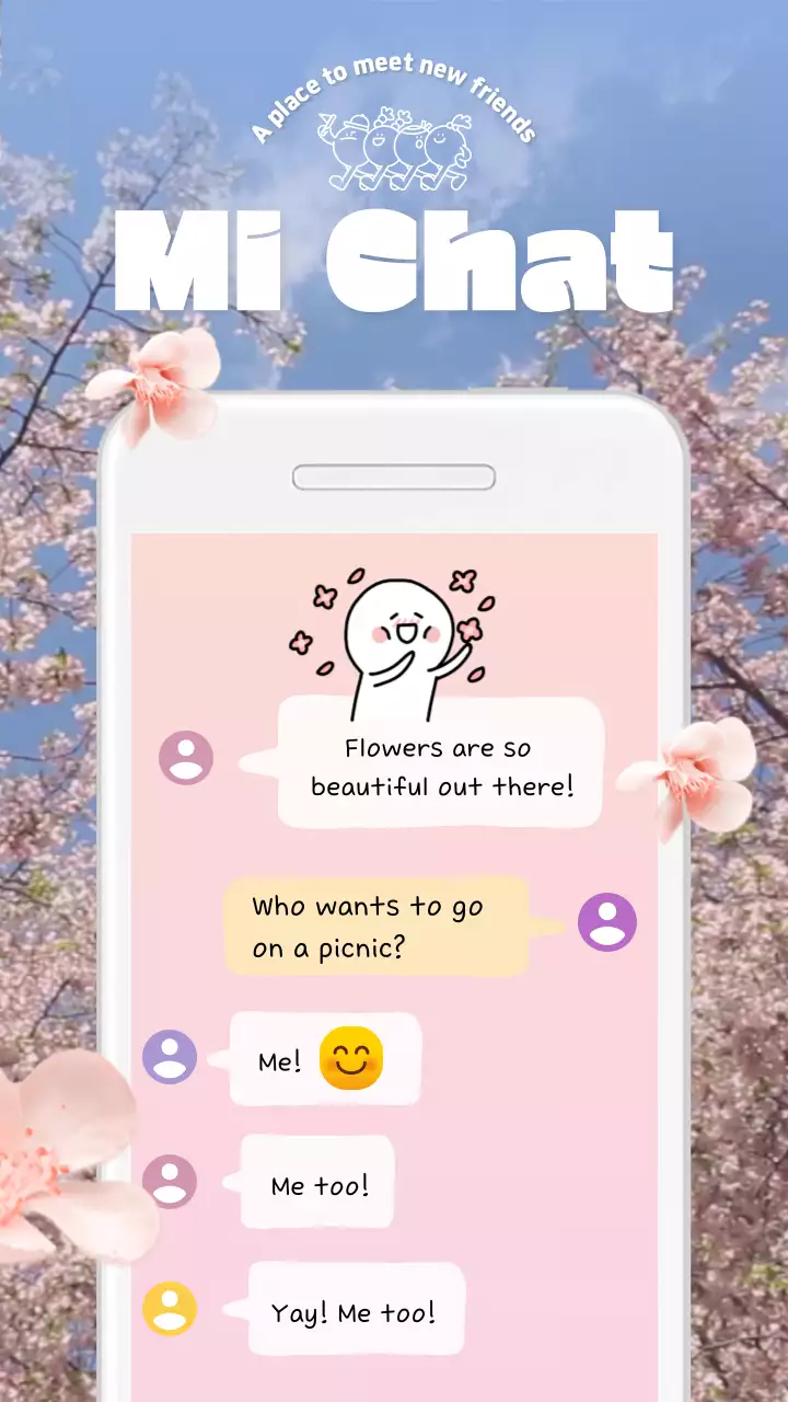 분홍색의 메시지 컨셉의 친구 만들기 서비스 광고