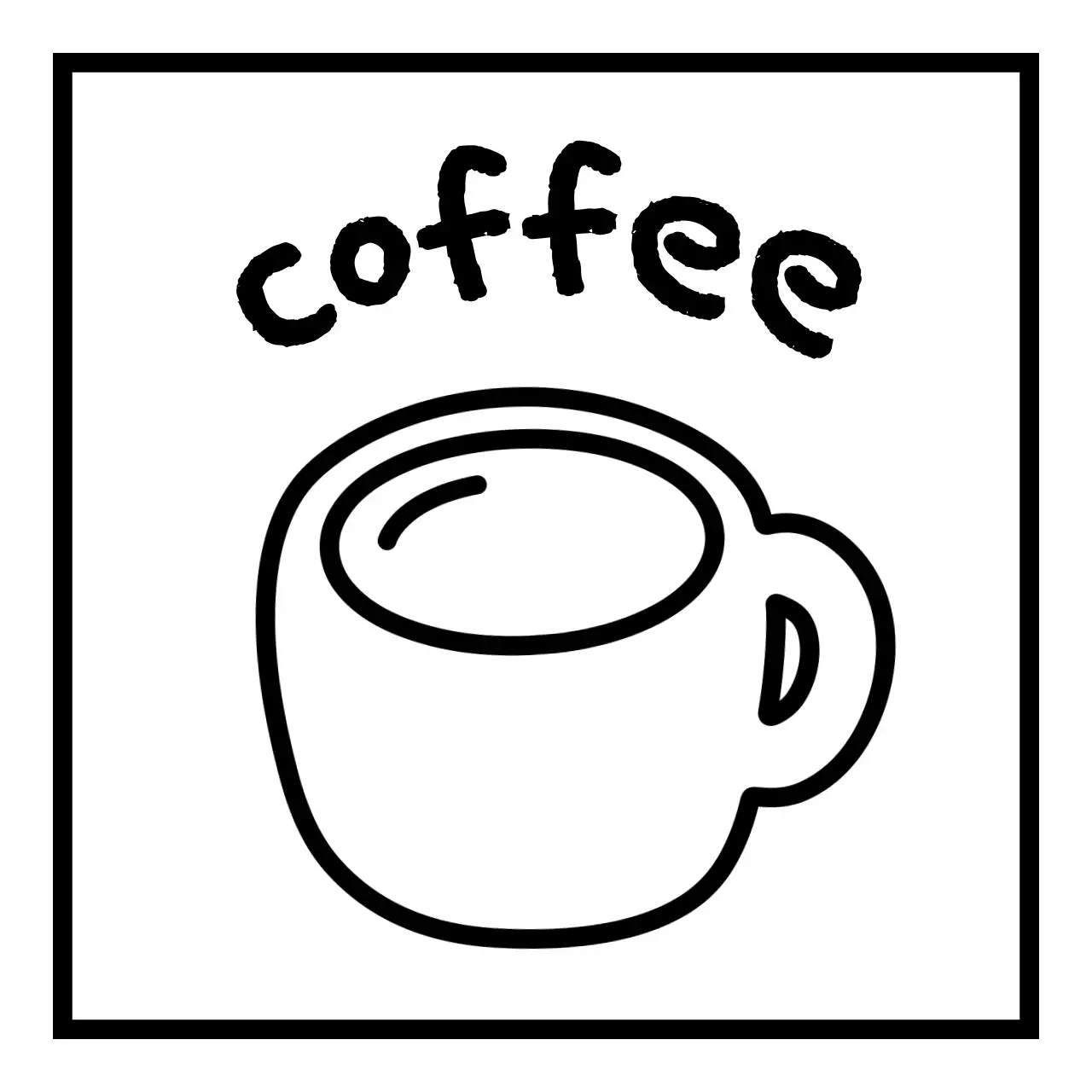 Simple black line illustration of various objects and animals