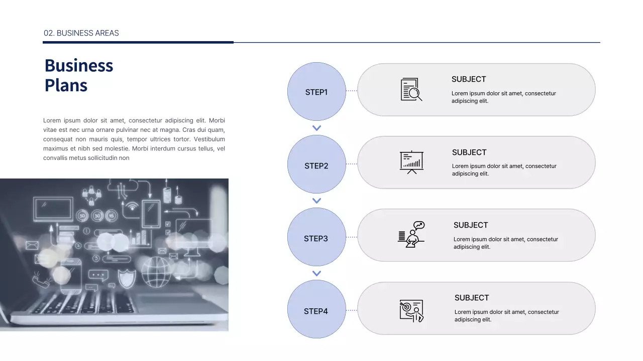 A clean, blue, new business plan