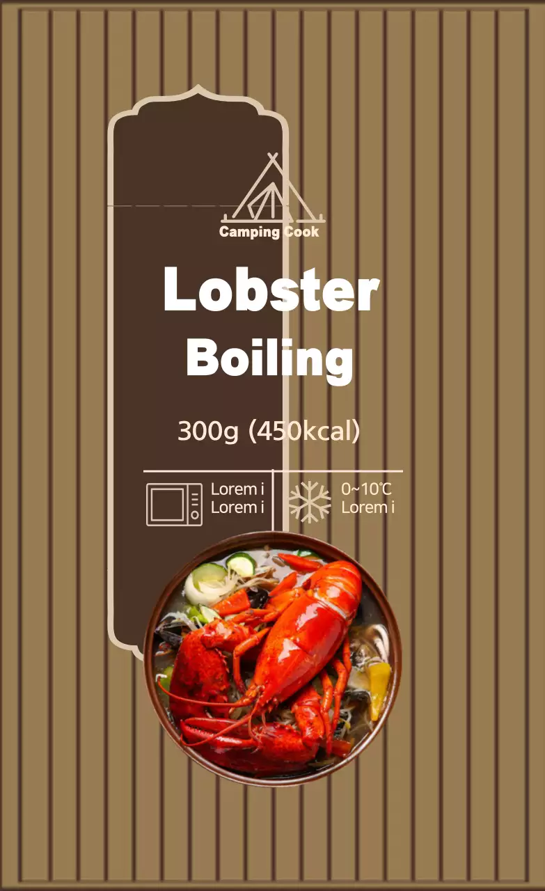 nhãn nấu tôm hùm màu nâu ngà ảnh