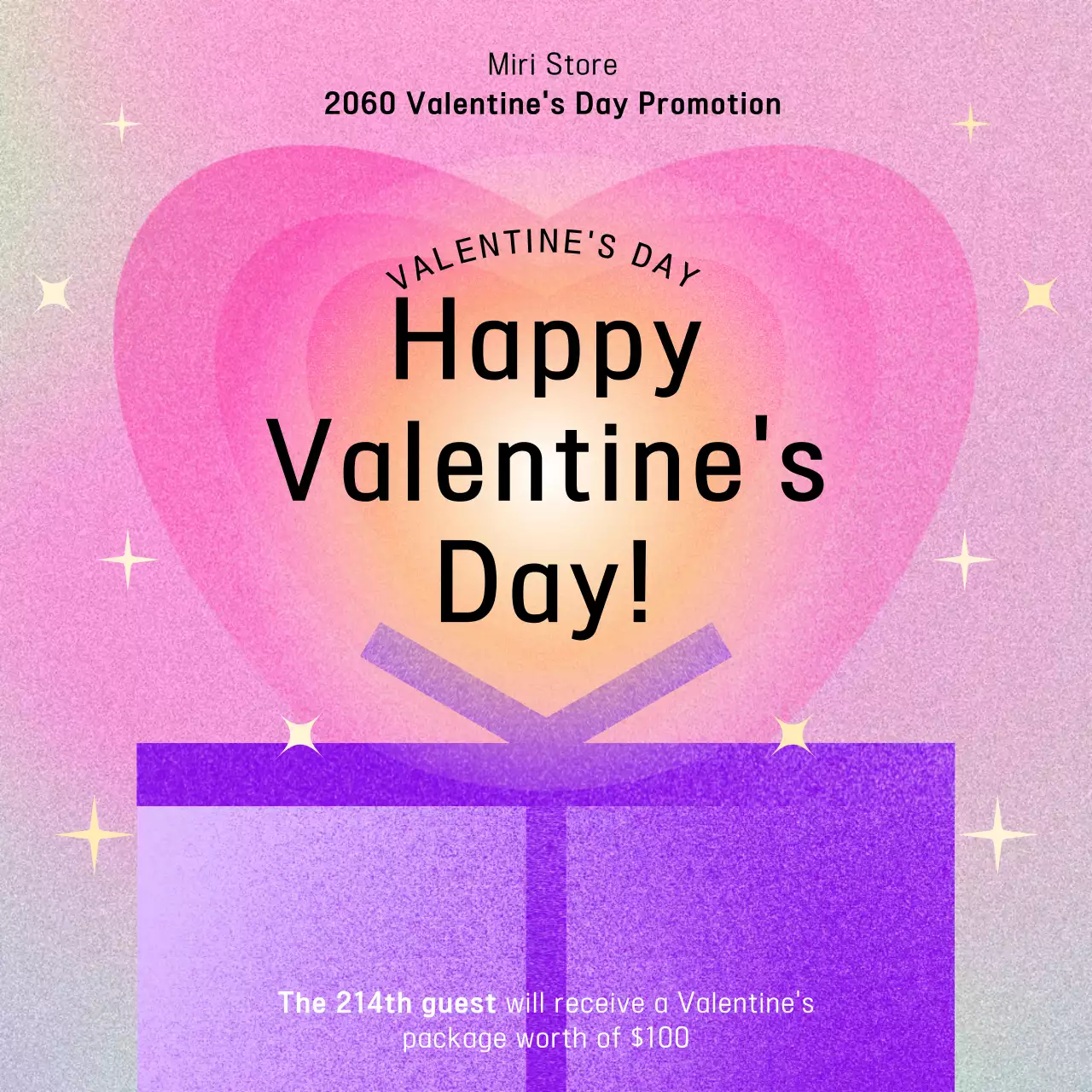 A pink and purple Valentine's Day event