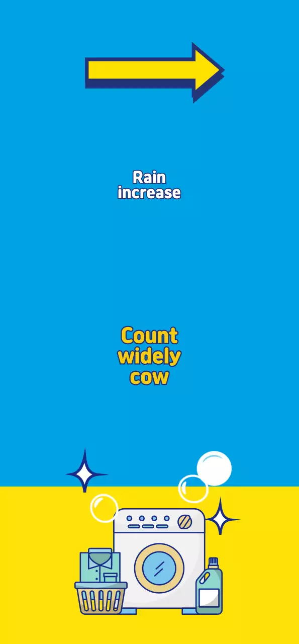 A banner for a dry cleaner with a laundry icon in yellow point color on a blue background