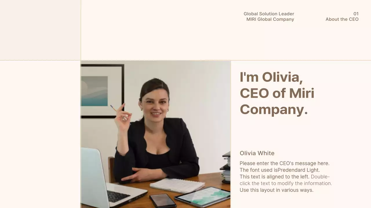 A simple brown and beige company profile