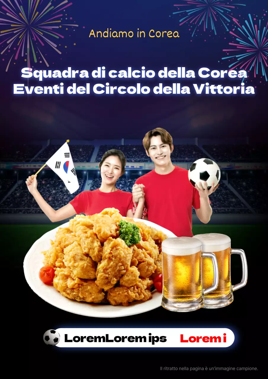 Squadra di calcio coreana Victory Garden Evento Pollo alla spina Birra Esultanza Coppa del Mondo Partita di calcio internazionale