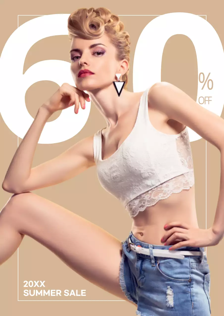 Beige Trendy Summer Sale Promotion Poster