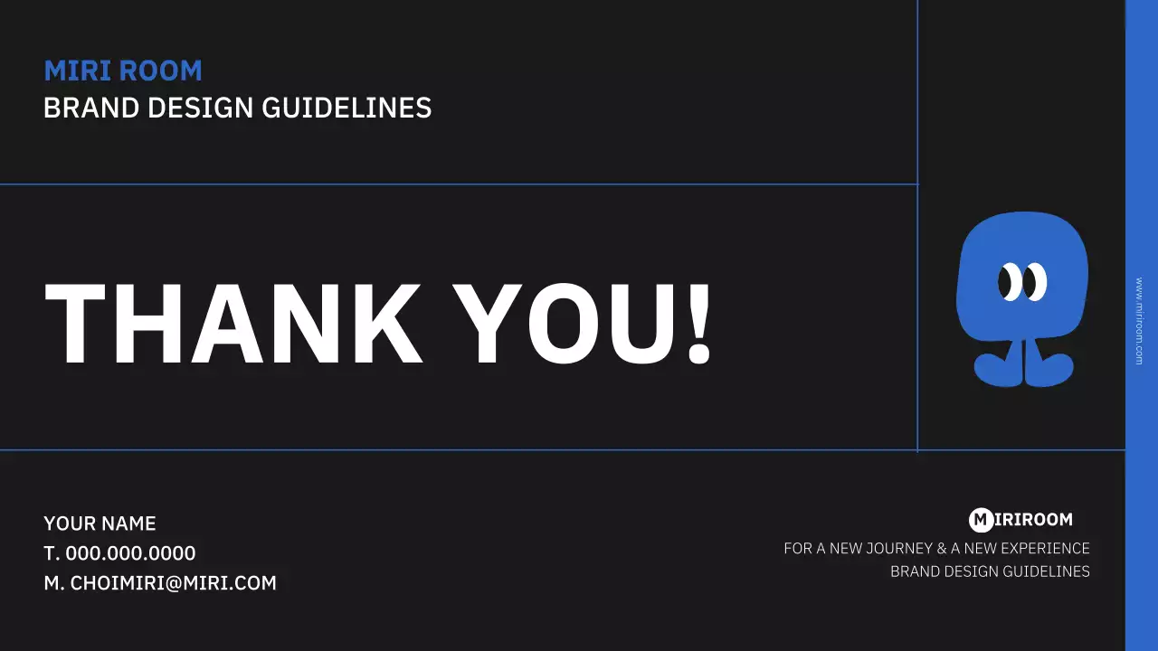 Simple branding presentation in blue and black