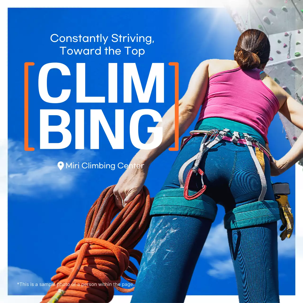 About climbing the light blue and orange sky concept