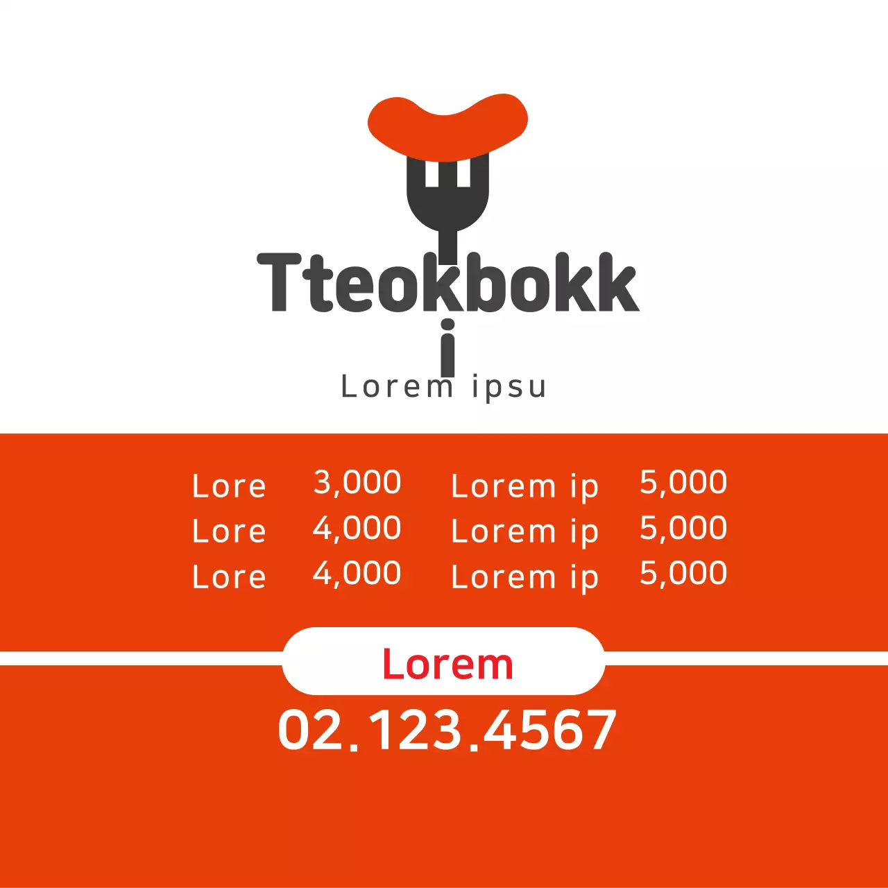 Ilustrasi berwarna oranye dengan rapi mempromosikan porsi restoran