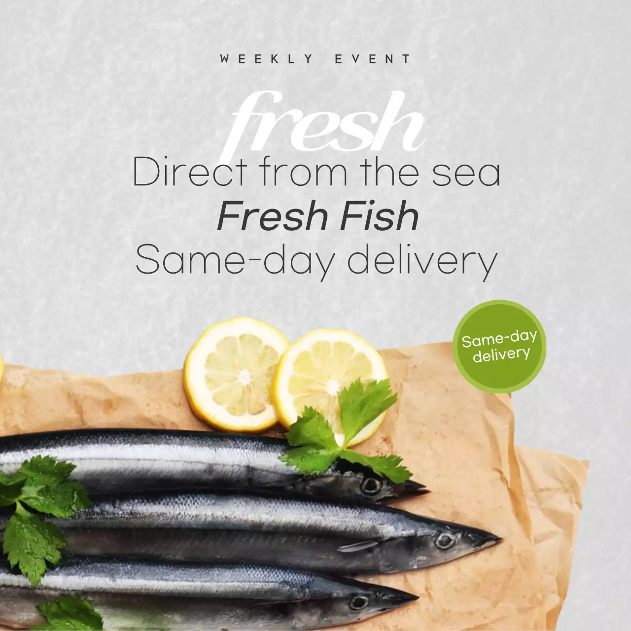 Grey Modern Fish Promotion Social Media Post