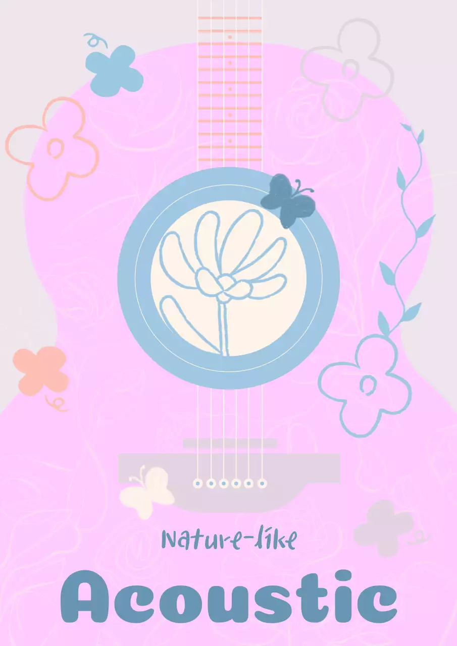 Pink Floral Guitar Poster