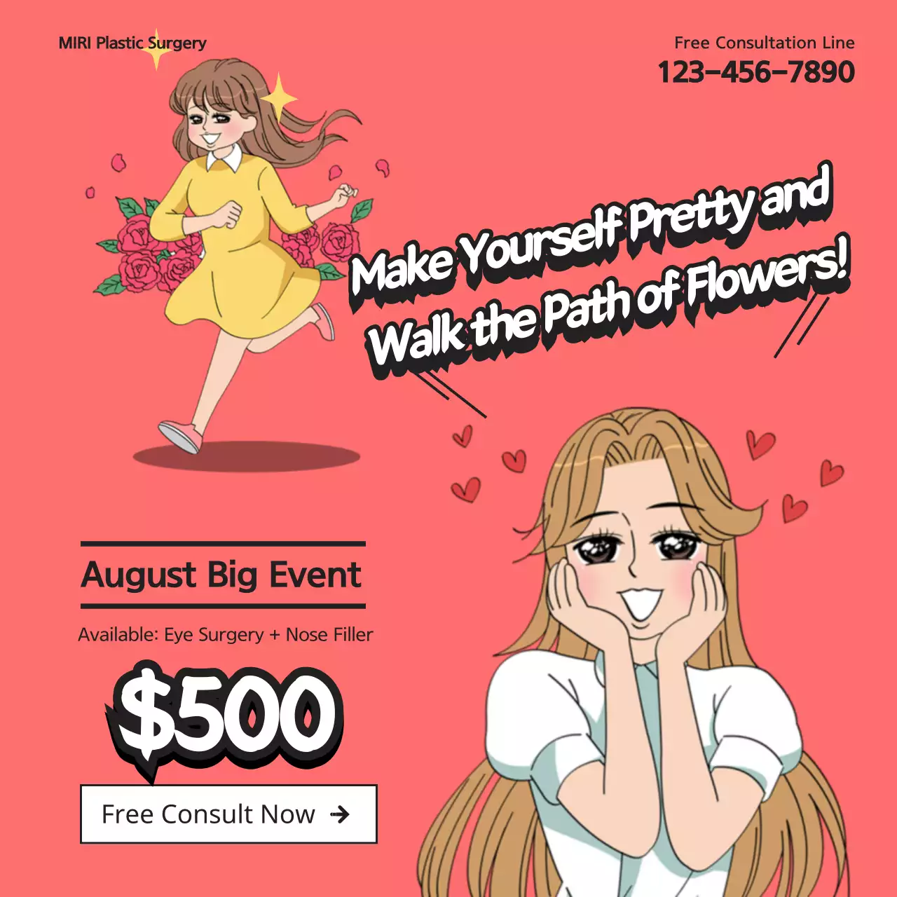 Coral Trendy Beauty Promotion Instagram Post