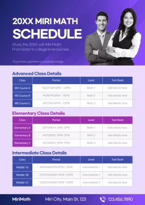 Blue Modern Math Schedule Poster