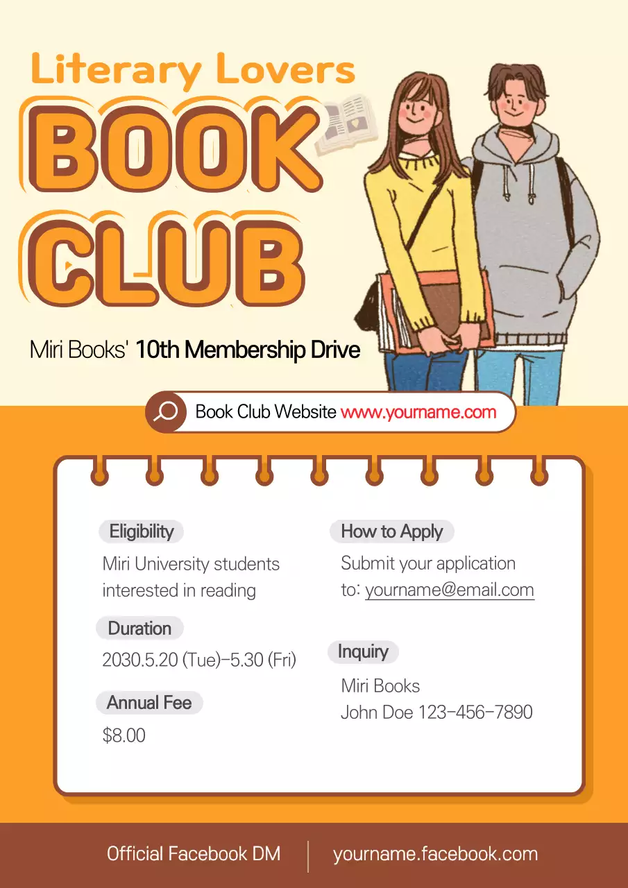 Orange Retro Book Club Promotion Poster