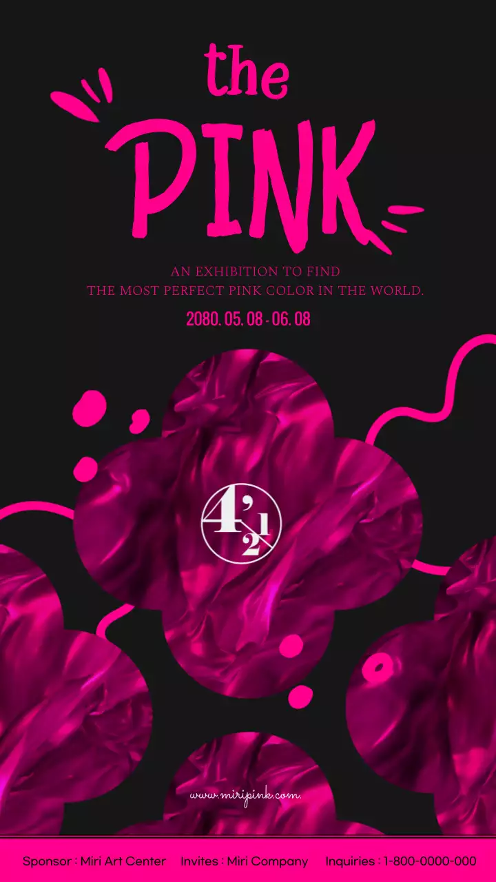 핑크색의 화려한 예술 전시 홍보