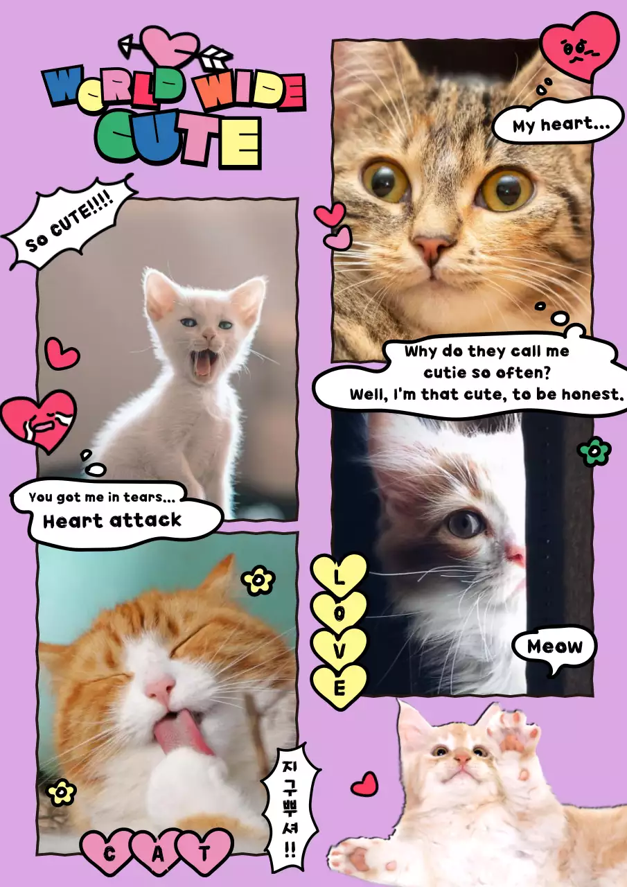 Cat Geek Main Element Layout with a cute cartoon concept in colorful primary colors