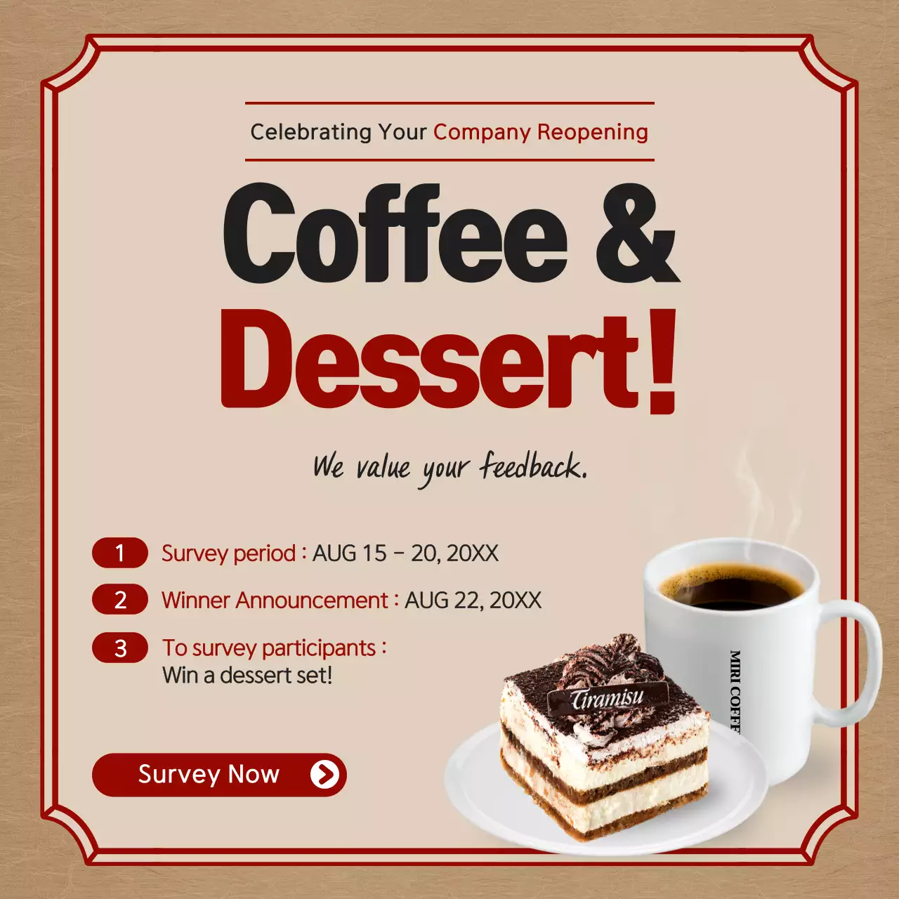 Beige Retro Coffee Promotion Social Media Post