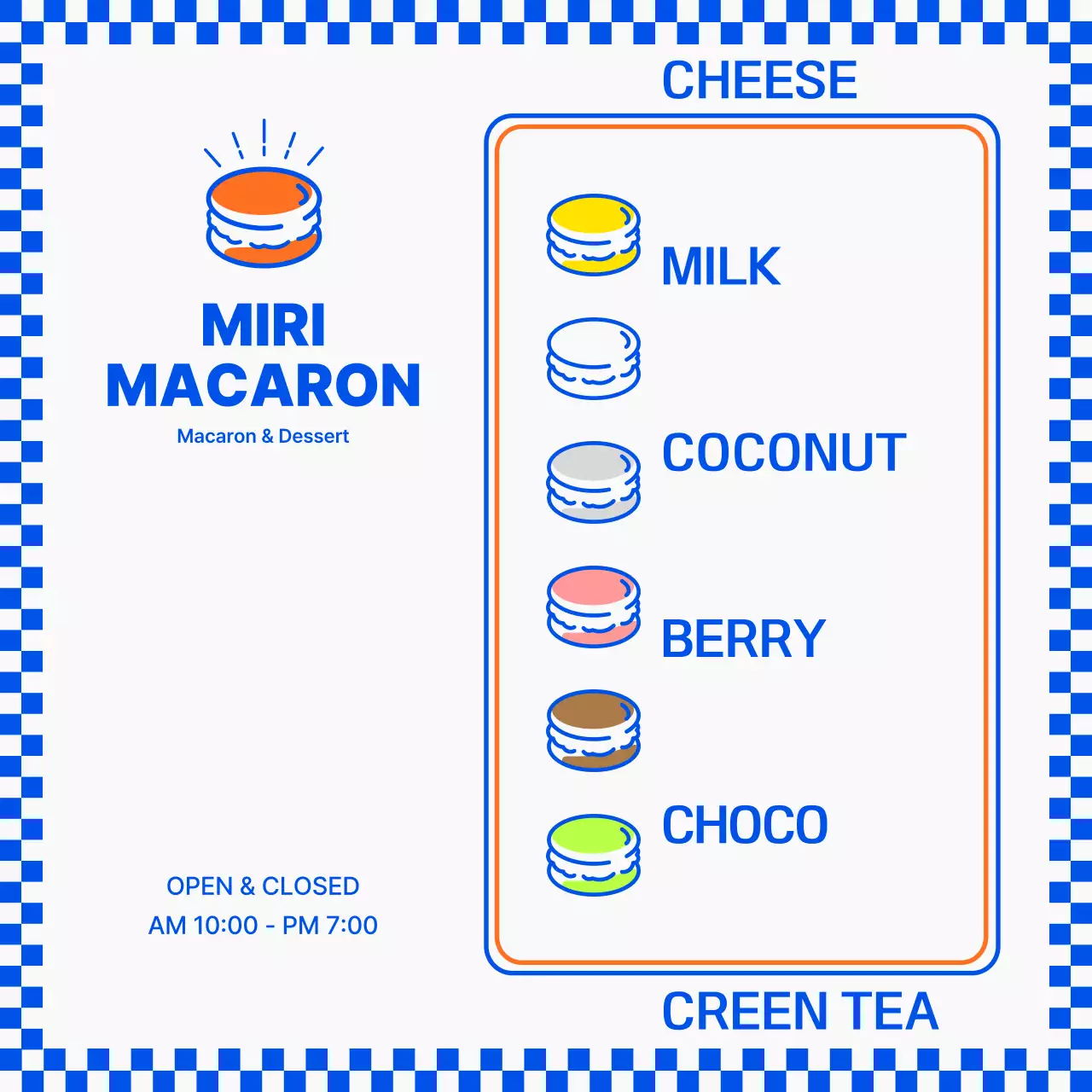 Blue Checkerboard Macarons Social Media