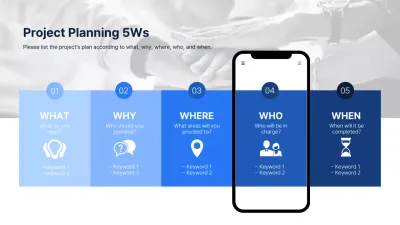 Project planning 5WS infographic in blue